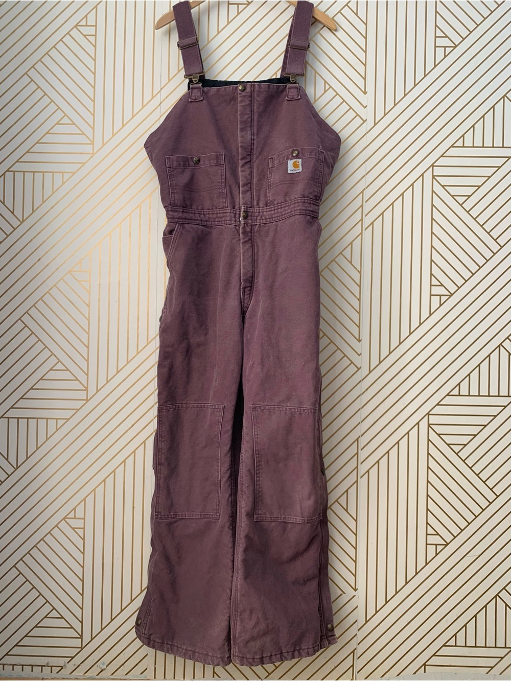Carhartt damaged zipper Zeeland Bib Overalls Dusty Rose insulated workwear 12x30